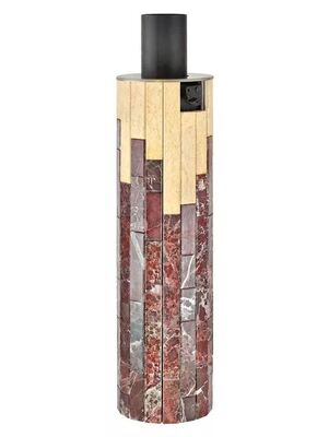 Дымоход-Конвектор Ферингер в ламелях из натурального камня "Россо Леванте + Окаменевшее дерево"