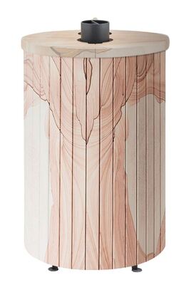 Дровяная печь Ферингер УЮТ в ламелях из натурального камня "Окаменевшее дерево(перенесенный рисунок)" до 18 м³